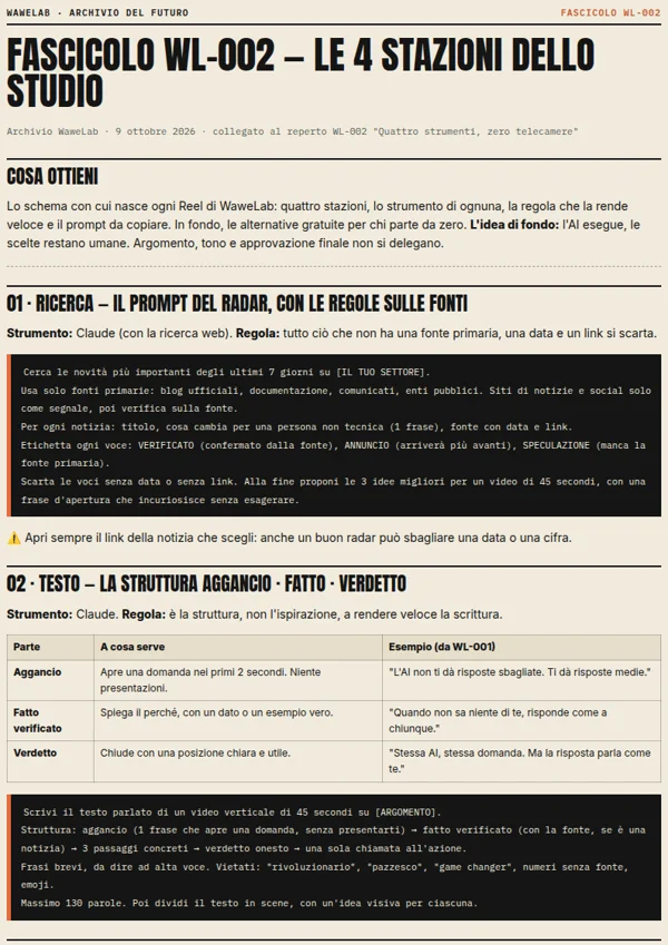 Prima pagina del Fascicolo WL-002